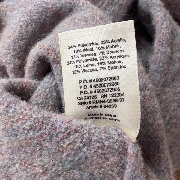 Wilfred Aritzia wool blend sweater XS cropped mock neck gray bow mohair viscose - Picture 6 of 6